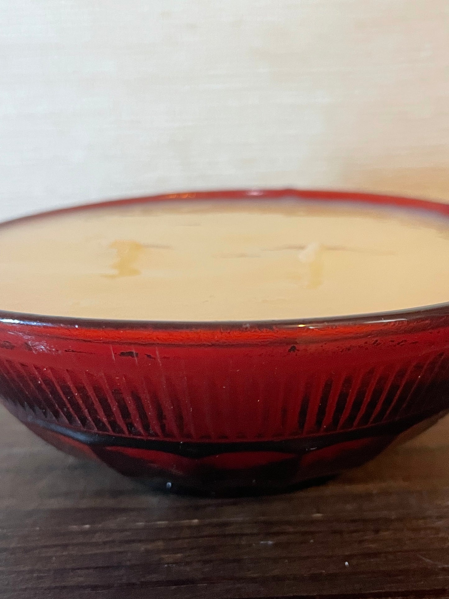 Anchor Hocking Ruby Red Berry Bowl Scented Soy Candle; Festivus