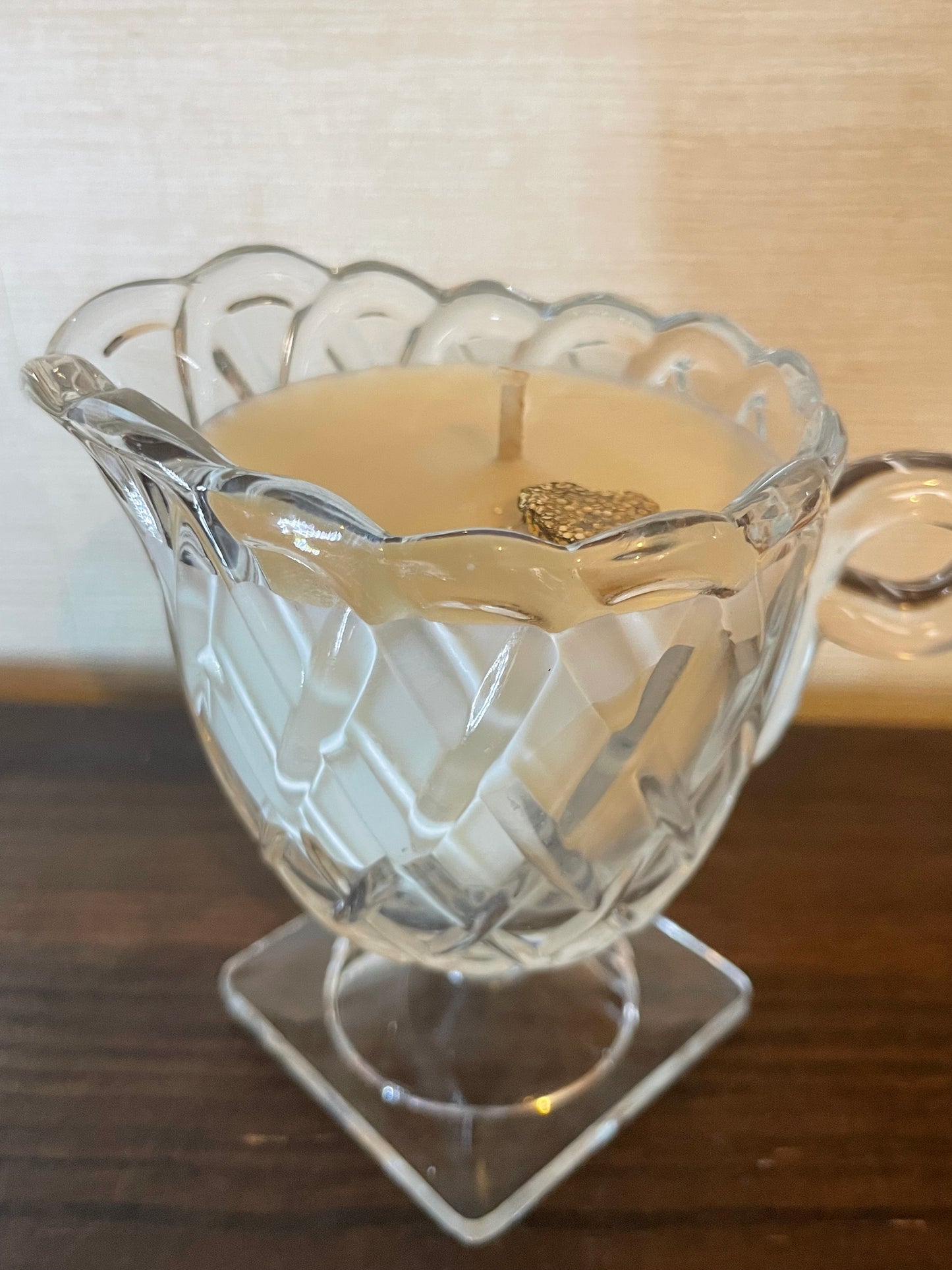 Indiana Glass Footed Creamer Scented Soy Creamer; XOXO