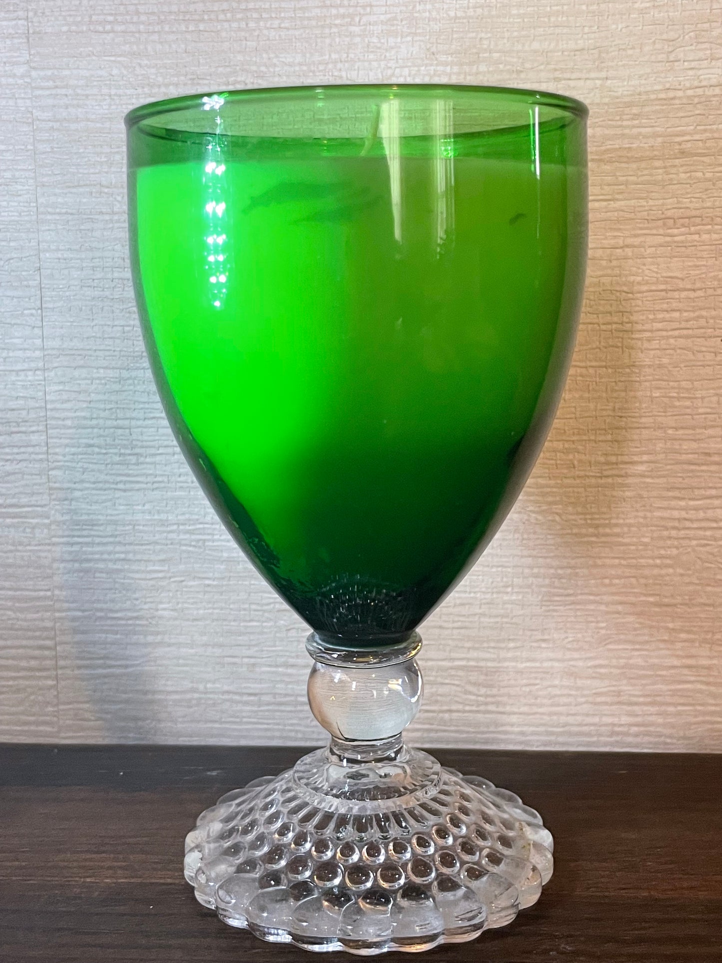 Bubble Footed Green Goblet Scented Soy Candle; I Smell Snow