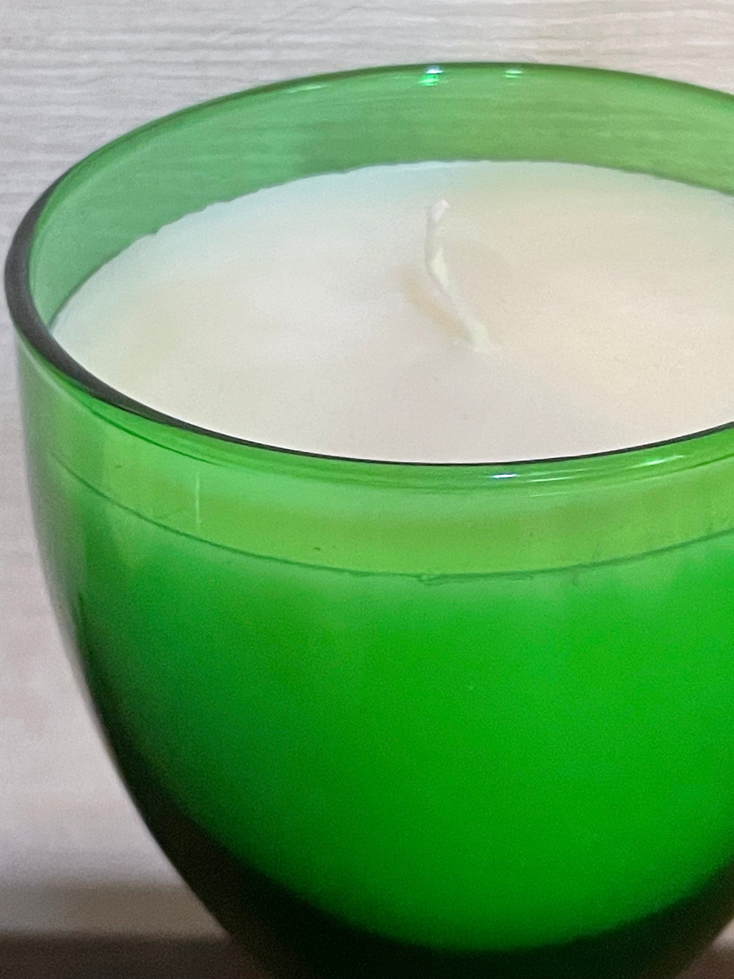 Bubble Footed Green Goblet Scented Soy Candle; I Smell Snow