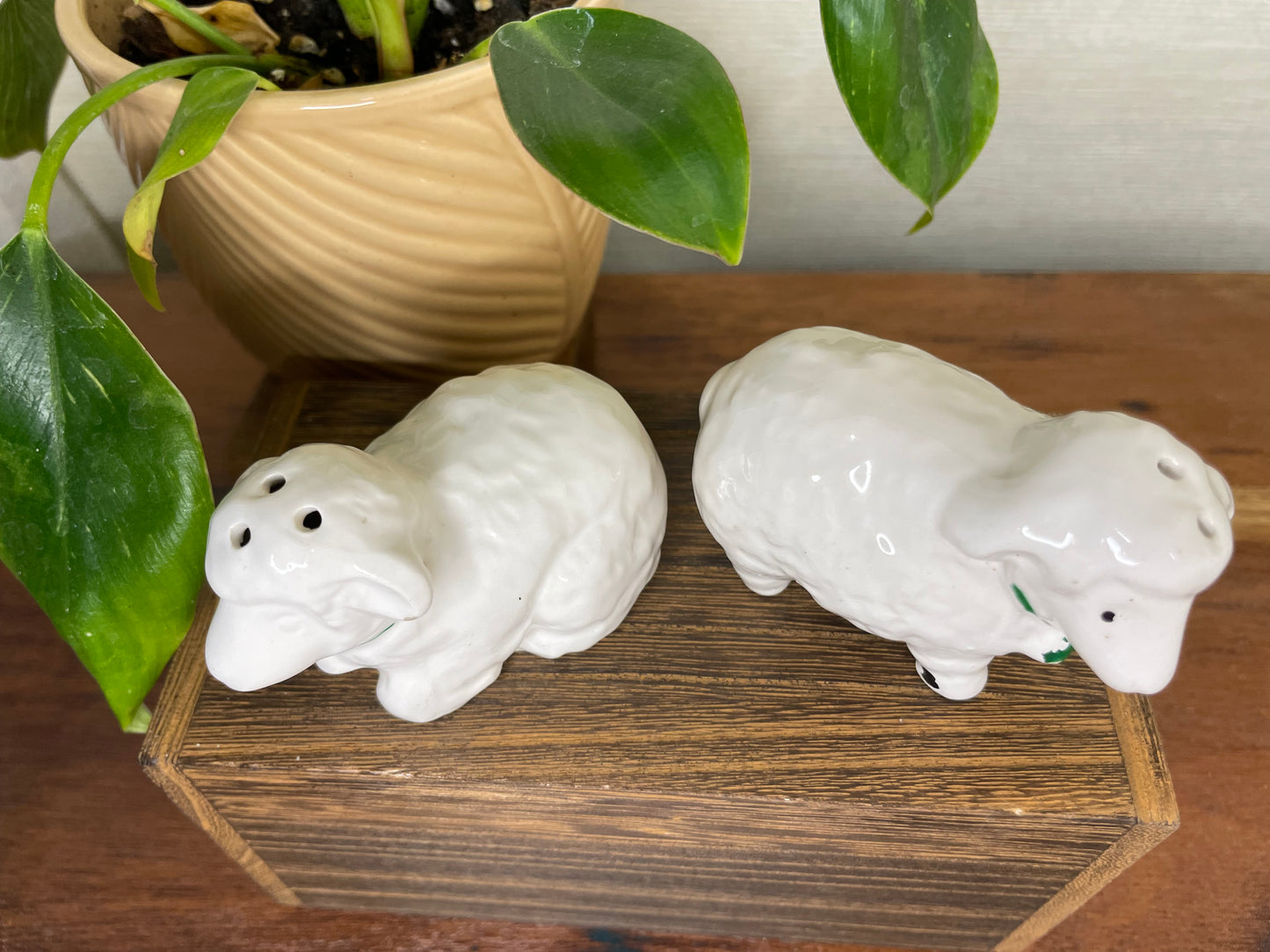 Vintage Porcelain Sheep Salt & Pepper Shakers