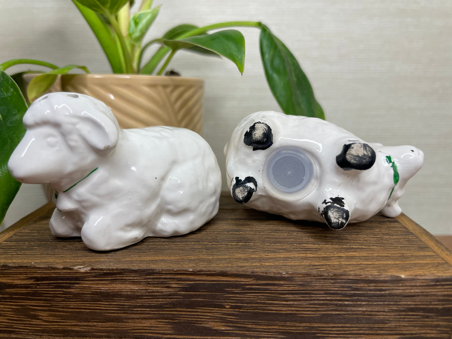 Vintage Porcelain Sheep Salt & Pepper Shakers