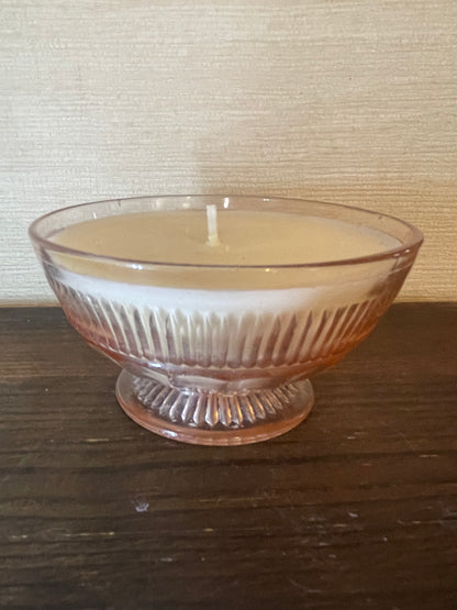 Pink Coronation Footed Sherbet Dish Scented Soy Candle; Festivus