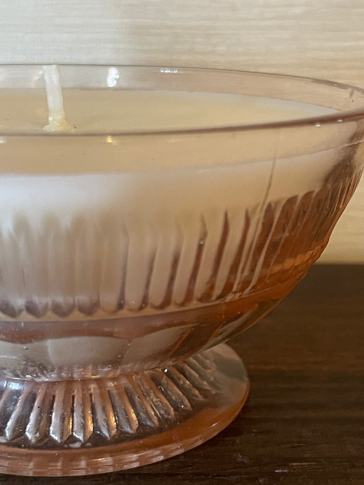 Pink Coronation Footed Sherbet Dish Scented Soy Candle; Festivus
