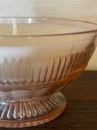 Pink Coronation Footed Sherbet Dish Scented Soy Candle; Festivus
