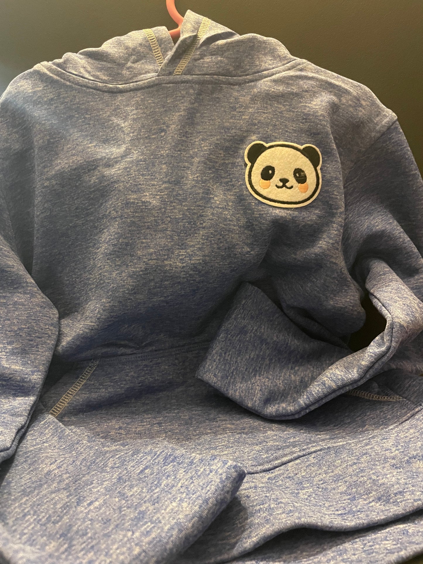 Kids Hooded Long Sleeve Panda Patch Sweatshirt