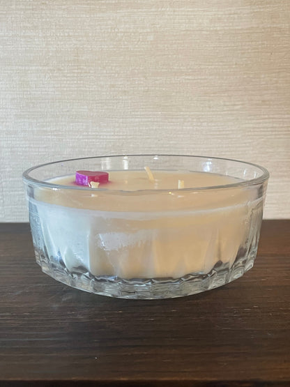 Crystal Cut Glass Bowl Scented Soy Candle; BE Mine