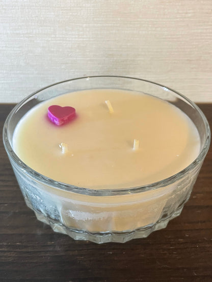 Crystal Cut Glass Bowl Scented Soy Candle; BE Mine