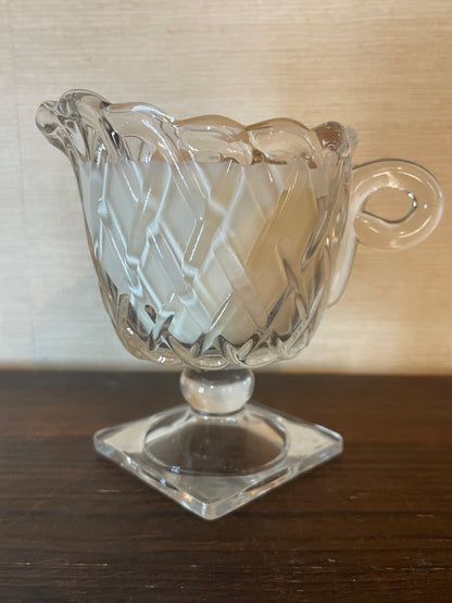 Indiana Glass Footed Creamer Scented Soy Creamer; XOXO
