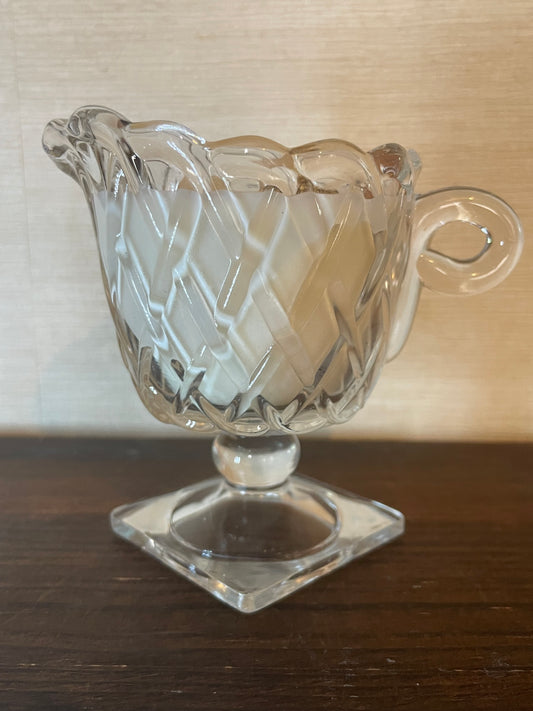 Indiana Glass Footed Creamer Scented Soy Creamer; XOXO