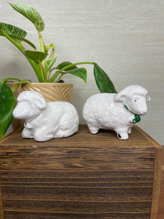 Vintage Porcelain Sheep Salt & Pepper Shakers