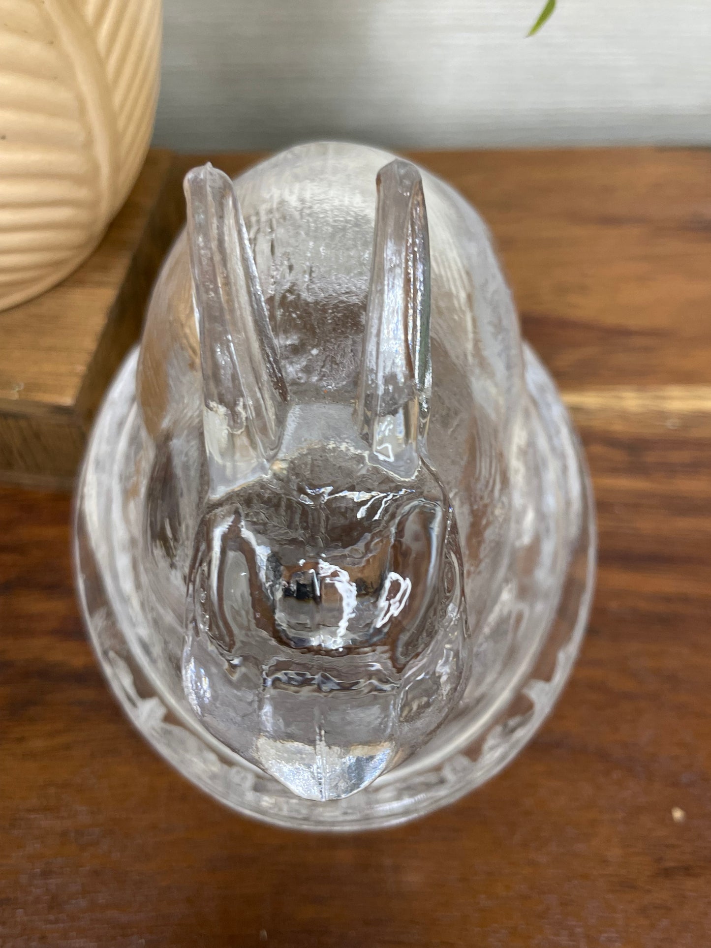 Vintage Clear Glass Bunny on a Nest Covered Candy Dish