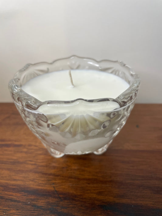 Soy Candle in Clear Glass Vintage Vessel
